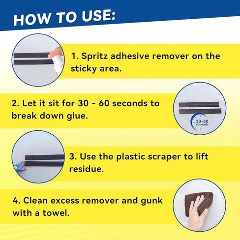 بخاخ مزيل لاصق من تيبيتلي، 4.06 أونصة، مزيل ملصقات بمكشطة بلاستيكية و10 شفرات، للشريط والملصقات والسيليكون وبقايا اللثة والشمع، آمن على الزجاج والمعادن والبلاستيك والخشب والأسطح الصلبة in Kuwait