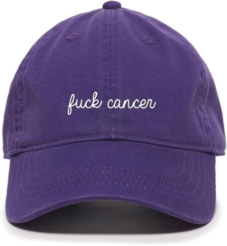 Tech Design Fuck Cancer, Cancer Awareness Baseball Cap Embroidered Cotton Adjustable Dad Hat in Saudi Arabia