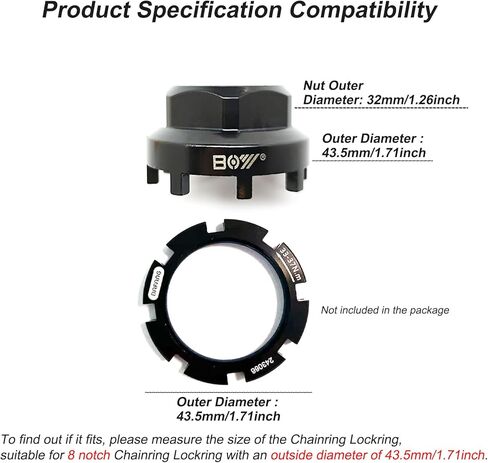 Chainring Lockring and Bottom Bracket Removal Tool Compatible with Shimano Older XTR, Truvativ ISIS, SRAM Drive 8 Notch Bottom Bracket Cups in Kuwait