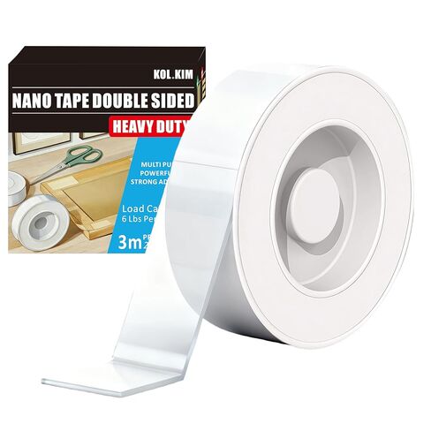 KOl.KIM Double Sided Tape, Nanotape, Nano Tape, Super StickyTransparent Adhesive Tape, Traceless Adhesive Tape, Removable, Washable, Reusable, Suitable for Carpets, Photo Walls, 1.18IN x 9.85 Feet in Kuwait