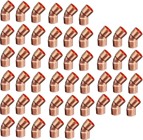 EZ-FLUID Plumbing 1/2" C X C Copper 45 Degree Elbow,LF Short Turn Pressure Copper Fittings with Sweat Solder Connection for Residential,Commercial. (10 Pack) in Saudi Arabia