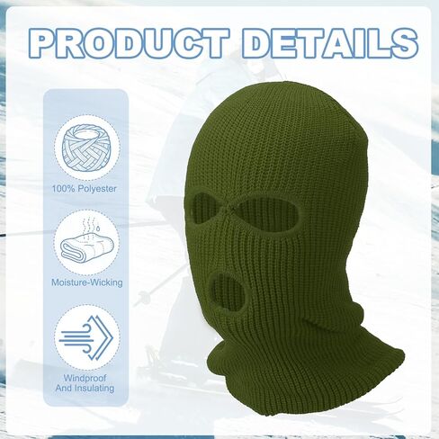 3-Hole Full Face Mask Cover, Ski Mask Knitted Warm Knit Cover Winter Balaclava Face Mask Cap Ski in Saudi Arabia