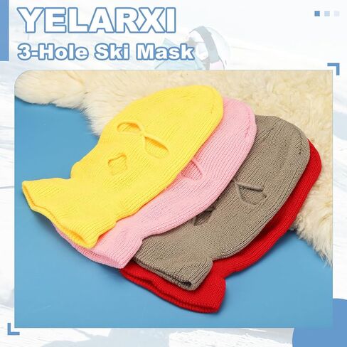 3-Hole Full Face Mask Cover, Ski Mask Knitted Warm Knit Cover Winter Balaclava Face Mask Cap Ski in Saudi Arabia