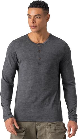 Merino Protect 100% Merino Wool Henley Men Casual Base Layer Long Sleeve Shirts Soft Thermal Underwear for Travel in Kuwait