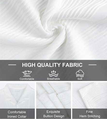 UOUA Men's Summer Button Down Shirts Short Sleeve Textured Beach Shirt Casual Hawaiian Vacation Tops in Saudi Arabia
