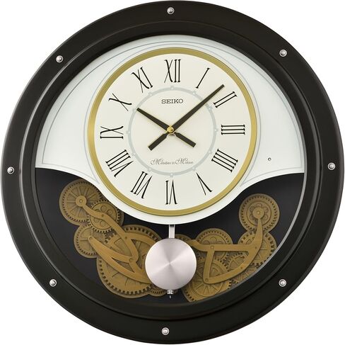 Seiko QXM617KLH Westminster Chime /18 ميلوديز بندول ساعة حائط، أسود in Saudi Arabia