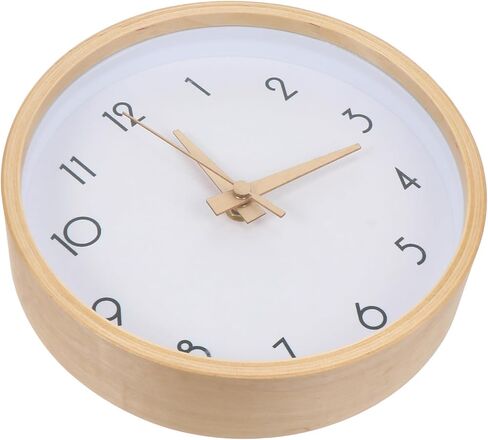 Homoyoyo Wooden Silent Wall Clock Decorative Round Wall Decor for Home Living Bedroom Office with Wood Frame and Nordic Style Numbers, 8 Inch (Battery Not Included) 1pcs in Saudi Arabia