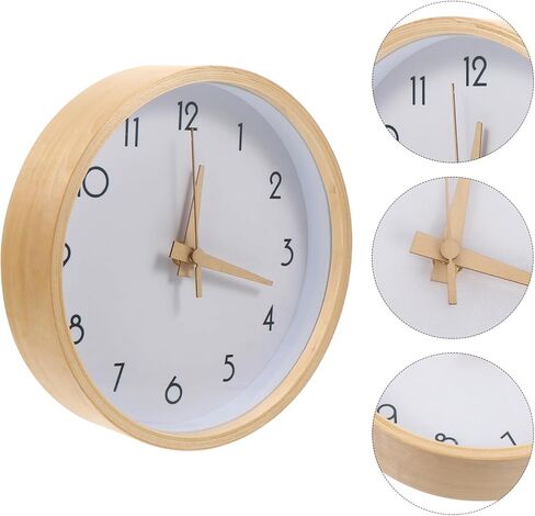 Homoyoyo Wooden Silent Wall Clock Decorative Round Wall Decor for Home Living Bedroom Office with Wood Frame and Nordic Style Numbers, 8 Inch (Battery Not Included) 1pcs in Saudi Arabia