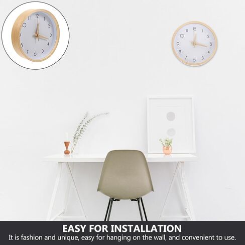 Homoyoyo Wooden Silent Wall Clock Decorative Round Wall Decor for Home Living Bedroom Office with Wood Frame and Nordic Style Numbers, 8 Inch (Battery Not Included) 1pcs in Saudi Arabia