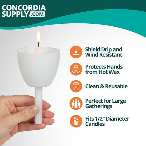 Concordia Supply Plastic Shield Candle Drip Protectors - White Drip, Wind & Flame Candle Protector - Ideal Candlestick Holders for 1/2" Candles on Candlelight Services & Memorial Candle (Box of 250) in Saudi Arabia