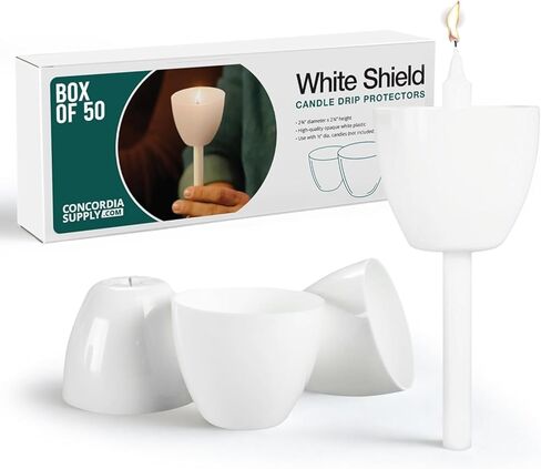 Concordia Supply Plastic Shield Candle Drip Protectors - White Drip, Wind & Flame Candle Protector - Ideal Candlestick Holders for 1/2" Candles on Candlelight Services & Memorial Candle (Box of 250) in Kuwait