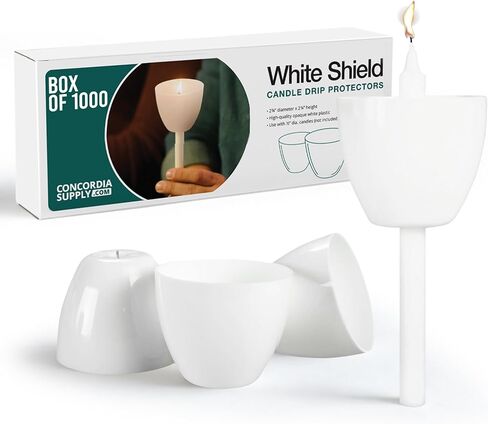 Concordia Supply Plastic Shield Candle Drip Protectors - White Drip, Wind & Flame Candle Protector - Ideal Candlestick Holders for 1/2" Candles on Candlelight Services & Memorial Candle (Box of 250) in Saudi Arabia