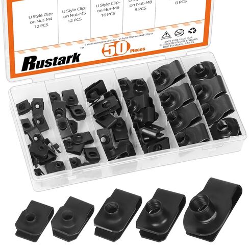 50Pcs M4 M5 M6 M8 Auto Car U-Clip U Nut Assortment Kit 304 Stainless Steel U Style Clip-on Nuts U Nuts Clip U-Shaped Nut for Dash Door Panel Interior Cars Motorcycle in Saudi Arabia