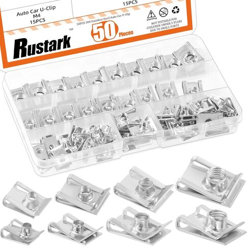 50Pcs M4 M5 M6 M8 Auto Car U-Clip U Nut Assortment Kit 304 Stainless Steel U Style Clip-on Nuts U Nuts Clip U-Shaped Nut for Dash Door Panel Interior Cars Motorcycle in Saudi Arabia