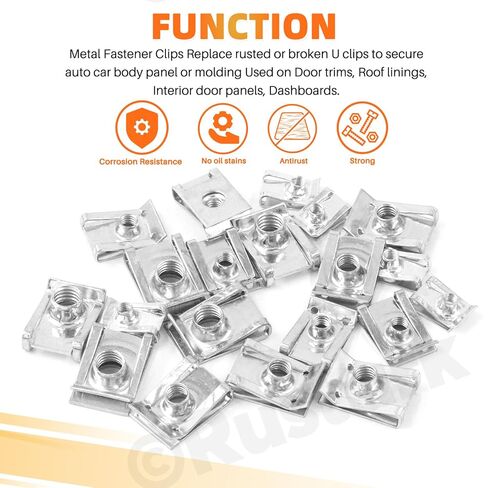 50Pcs M4 M5 M6 M8 Auto Car U-Clip U Nut Assortment Kit 304 Stainless Steel U Style Clip-on Nuts U Nuts Clip U-Shaped Nut for Dash Door Panel Interior Cars Motorcycle in Saudi Arabia