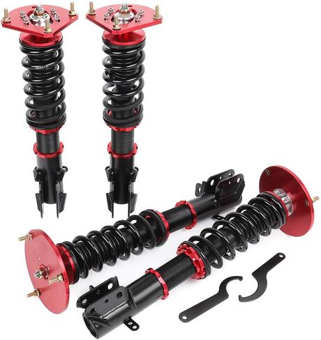 Coilover Struts Spring Shocks Adjustable Height Coilovers Suspension Struts Coil Spring Shocks and Struts Full Set Kits ECCPP Fit for 2000 2001 2002 2003 2004 2005 for Dodge Neon - Red in Saudi Arabia