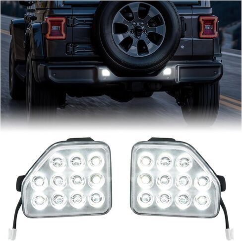 مصابيح LED للمصد الخلفي العكسي لملحقات 2018-2024 Jeep Wrangler JL، عدسات شفافة بيضاء احتياطية ومصابيح خلفية عاكسة لوقوف السيارات لسيارة Jeep Wrangler JL 2018-up، التوصيل والتشغيل، زوج واحد in Kuwait