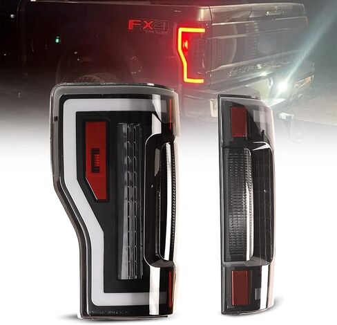 LED Tail Lights Compatible with 2017-2019 FORD F250 F350 F450 (Super Duty) Sequential Turning Light & DRL Tail Lamps Replacement Assembly 1 Pair (Black Housing/Smoke Lens) in Kuwait
