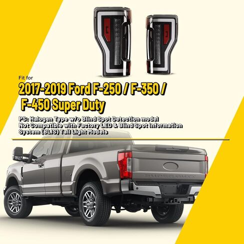 LED Tail Lights Compatible with 2017-2019 FORD F250 F350 F450 (Super Duty) Sequential Turning Light & DRL Tail Lamps Replacement Assembly 1 Pair (Black Housing/Smoke Lens) in Kuwait