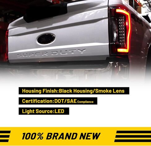 LED Tail Lights Compatible with 2017-2019 FORD F250 F350 F450 (Super Duty) Sequential Turning Light & DRL Tail Lamps Replacement Assembly 1 Pair (Black Housing/Smoke Lens) in Kuwait