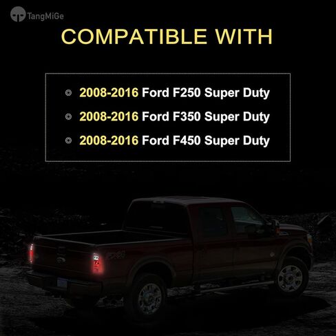 Tail Lights Compatible with Ford F250 / F350 / F450 Super Duty 2008 2009 2010 2011 2012 2013 2014 2015 2016, Rear Lamps, No Bulbs (Dark Grey) in Kuwait
