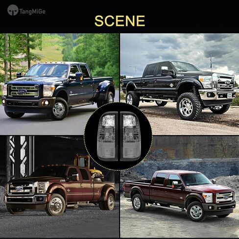 Tail Lights Compatible with Ford F250 / F350 / F450 Super Duty 2008 2009 2010 2011 2012 2013 2014 2015 2016, Rear Lamps, No Bulbs (Dark Grey) in Kuwait