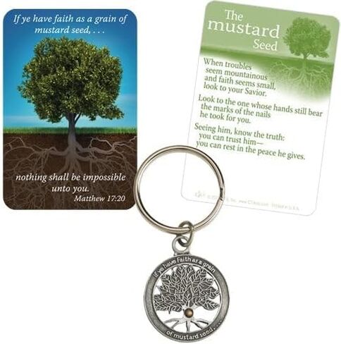 Inspirational Mustard Seed Keychain with Card, Matthew 17:20 Bible Verse, If ye have faith as a grain of mustard seed… nothing shall be impossible unto you. (KJV) in Saudi Arabia