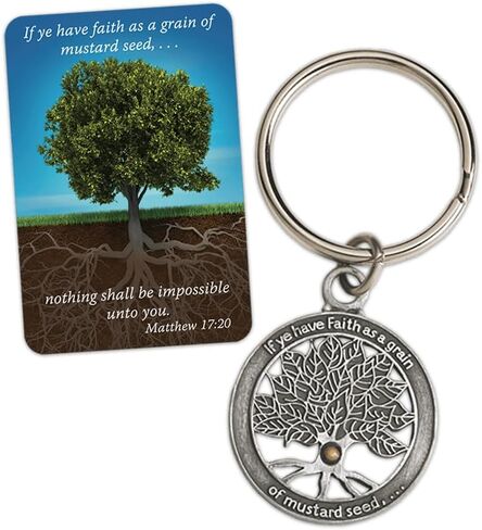Inspirational Mustard Seed Keychain with Card, Matthew 17:20 Bible Verse, If ye have faith as a grain of mustard seed… nothing shall be impossible unto you. (KJV) in Saudi Arabia