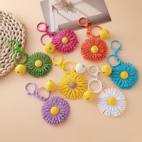 Pingyongchang Boho الرافية عباد الشمس المفاتيح الملونة الروطان زهرة كيرينغ اليدوية الصيف الشاطئ المجوهرات in Kuwait