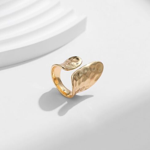 FUTIMELY Hammered Geometric Statement Finger Rings,Minimalist Plated Gold Personalized Geometry Open Rings,Aesthetic Adjustable Hammering Rings for Women in Saudi Arabia