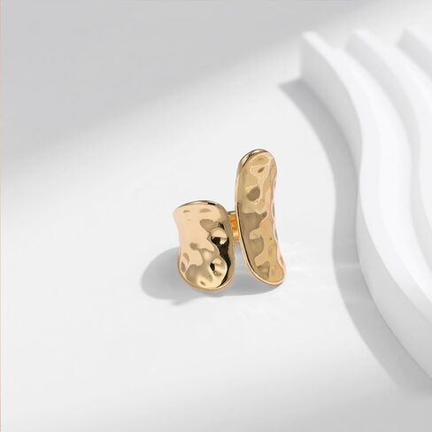 FUTIMELY Hammered Geometric Statement Finger Rings,Minimalist Plated Gold Personalized Geometry Open Rings,Aesthetic Adjustable Hammering Rings for Women in Saudi Arabia