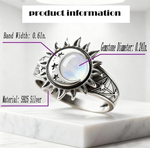 Vintage Sterling Silver Sun Moon Star Ring, Natural Jade Stone, Bohemian Statement Jewelry for Women in Saudi Arabia