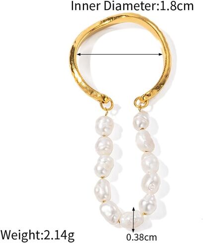 Adjustable Freshwater Pearls Open Rings for Women, Dainty 14K Gold Oval Rice Beaded Statement Knuckle Rings Vintage Cute Aesthetic Finger Jewelry in Kuwait