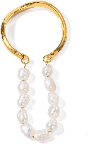 Adjustable Freshwater Pearls Open Rings for Women, Dainty 14K Gold Oval Rice Beaded Statement Knuckle Rings Vintage Cute Aesthetic Finger Jewelry in Kuwait