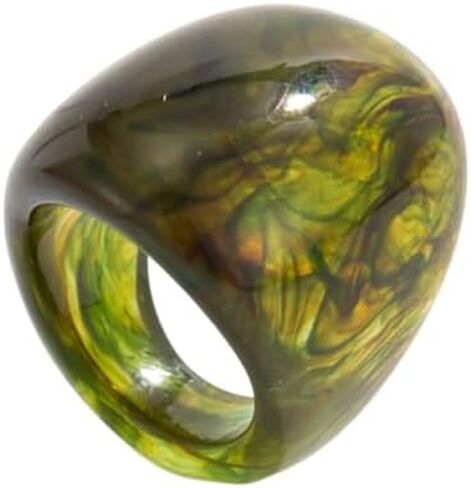 Women's Chunky Square Resin Statement Ring - Multiple Colors Acrylic Fashion Jewelry for Daily/Party Wear in Kuwait