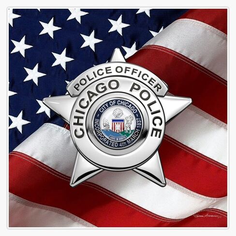 Magnet Chicago Police Department Badge - CPD Police Officer Star Over American Flag Magnetic Vinyl Sticker Decal 5" in Saudi Arabia