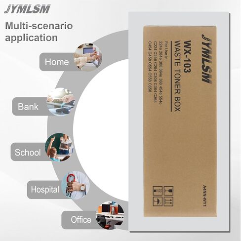 صندوق حبر نفايات WX103، استبدال حاوية نفايات الحبر WX-103 لكونيكا مينولتا WX103 WX 103، يعمل مع طابعات Bizhub C364e c224e 284e 308 368 C258 C284 C368 C454 C308 C558 C658 in Kuwait