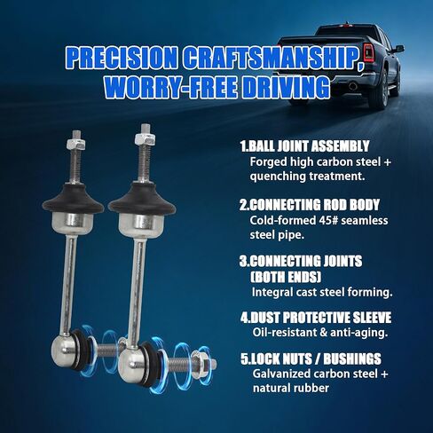 2PCS Front Sway Bar Stabilizer Link Kit Fit for Ram 1500 2019 2020 2021 2022 2023 2024 3.0L 3.6L 5.7L Replace K750996 in Kuwait