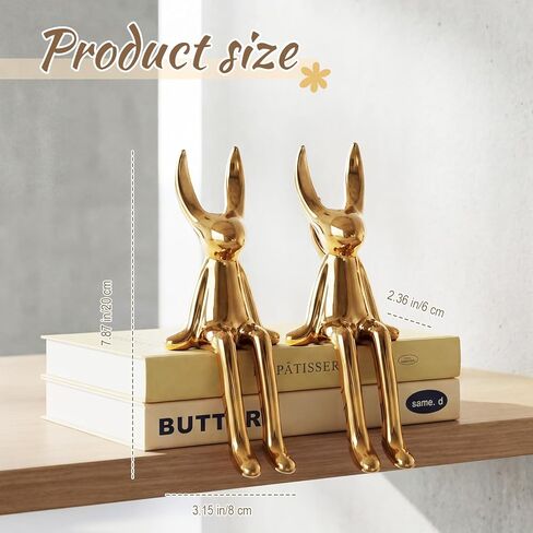 Pinkunn Set of 3 Easter Bunny Decor, Electroplated Sitting Bunny Figurine Statue, Ceramic Gold Rabbit Figurines Showpiece for Easter Table Decor, Spring Home Shelf Desk Counter in Saudi Arabia