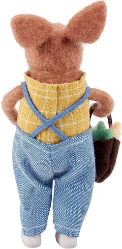Primitives by Kathy Food Basket Bunny Collectible Felt Critter, 4.5-inch, Handmade Details Veggie Basket, Suspenders - Tiered Tray, Shelf or Tablescape Display with Our Other Spring & Easter Decor in Saudi Arabia