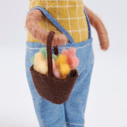 Primitives by Kathy Food Basket Bunny Collectible Felt Critter, 4.5-inch, Handmade Details Veggie Basket, Suspenders - Tiered Tray, Shelf or Tablescape Display with Our Other Spring & Easter Decor in Saudi Arabia