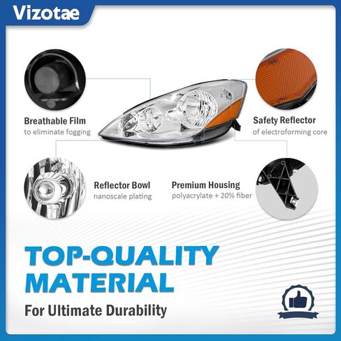 Headlights Assembly for 2006-2010 Toyota Sienna Minivan (All Trims: CE, LE, XLE) & Cargo Van Halogen Headlamp Replacement, High/Low Beam W/Bulbs, Driver & Passenger Side in Kuwait