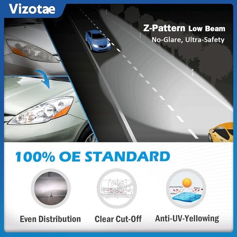 Headlights Assembly for 2006-2010 Toyota Sienna Minivan (All Trims: CE, LE, XLE) & Cargo Van Halogen Headlamp Replacement, High/Low Beam W/Bulbs, Driver & Passenger Side in Kuwait