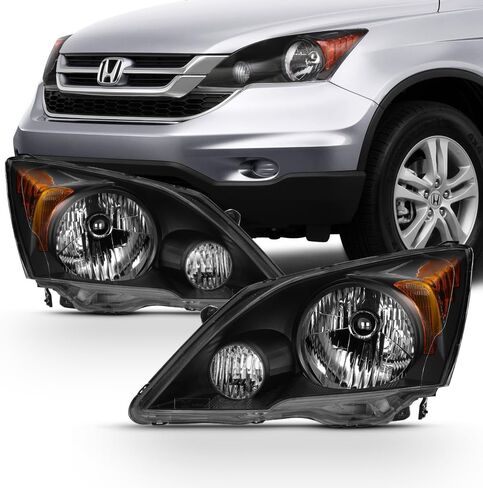 AKKON - For 2007-11 Honda CR-V Headlights Assembly w/Amber Corner Black Housing Clear Lens Full Set in Saudi Arabia