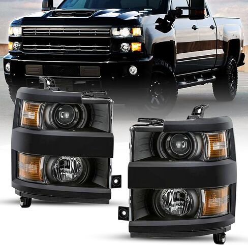 SOCKIR Headlight Assembly Fit for 2015 to 2019 Chevy Silverado 2500HD 3500HD Factory OE Headlamp Projector Halogen Factory Front Light Pair Set in Kuwait