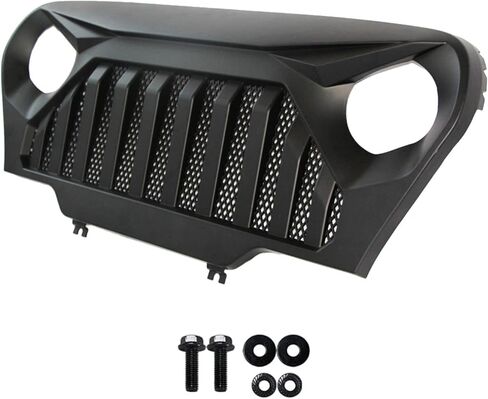 TJ Wrangler Front Grille Grill لـ 1997-2006 Wrangler TJ LJ Vader شبكة إدراج مصبغة (Angry Bird أسود) in Kuwait