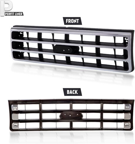 Perfit Liner New Replacement Parts Front CHROME GRAY Grille Grill With emblem provision Compatible With 1989-1991 Ford F-350 F-150 Bronco F-250 E9TZ8200A FO1200141 in Saudi Arabia