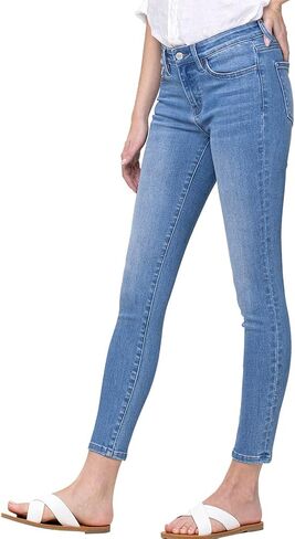 VERVET by Flying Monkey Blue Fading Whiskering Wash Skinny Denim Jeans Mid-Rise in Saudi Arabia