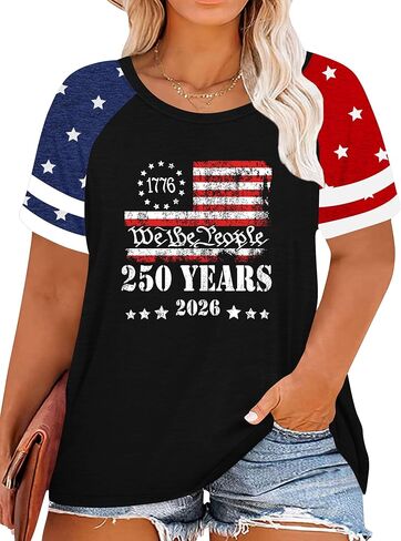 Plus Size American Flag Shirt for Women 4th of July Tshirts USA 1776 Patriotic Tops 250th Anniversary Tee in Saudi Arabia