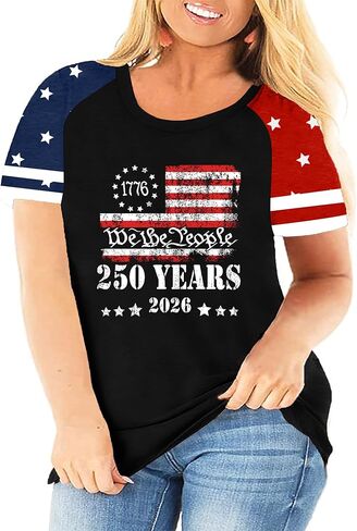 Plus Size American Flag Shirt for Women 4th of July Tshirts USA 1776 Patriotic Tops 250th Anniversary Tee in Saudi Arabia
